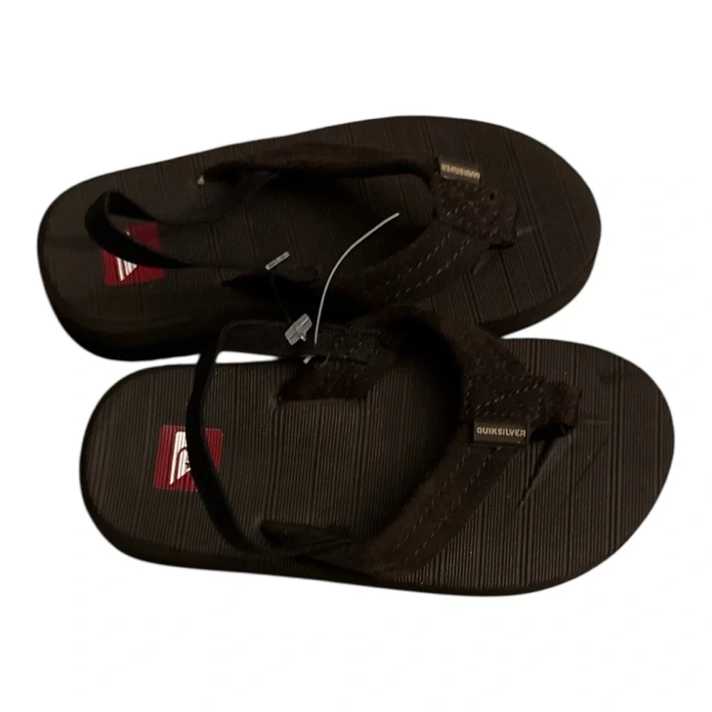 Quiksilver Dark Brown Kids Flip Flops Size 8 Toddler Boy  Beach Swim Sandal